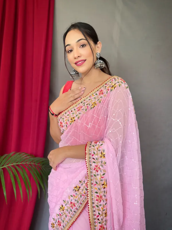 Baby_Pink_Bollywood_Style_Partywear_Sequins_Saree_With_Blouse_Piece_Attached
